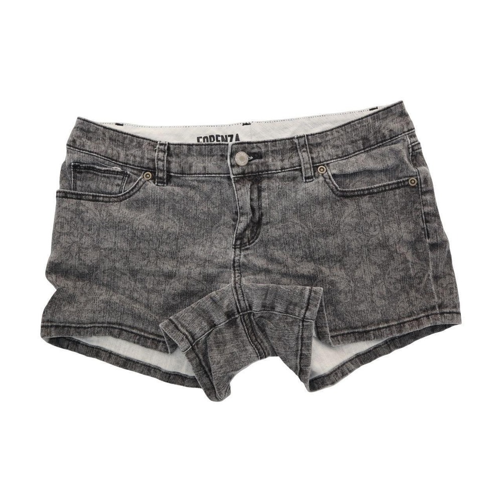 Vintage Y2K Forenza Acid Wash Black Gray Denim Low Rise Cutoff ShortsSize 10
